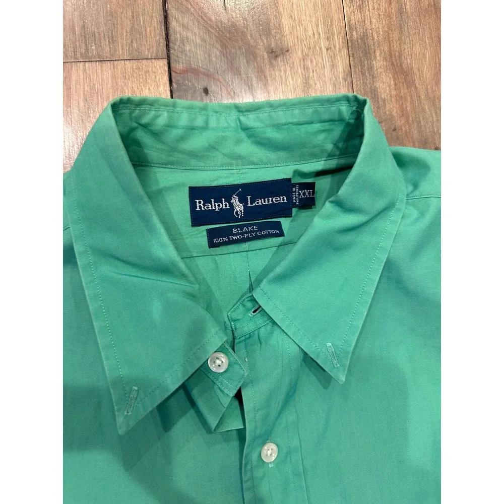 Polo Blake Vintage Button Down 100% Cotton Light Green Size XXL